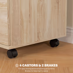HOMCOM Pedestal Office Mobile Filing Cabinet 2 Drawer Wooden Storage Oak