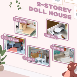 AIYAPLAY Dolls House with 13 Furniture Pieces and Accessories