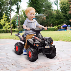 AIYAPLAY 6V Kids Electric Quad Bike with Music, Forward Function, Black