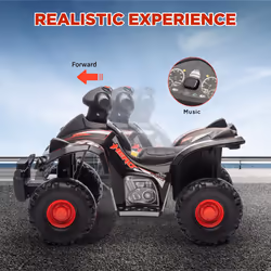 AIYAPLAY 6V Kids Electric Quad Bike with Music, Forward Function, Black
