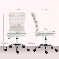 HOMCOM Fluffy Makeup Vanity Chair with No Arm, Swivel Wheels, Multicolour
