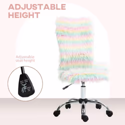 HOMCOM Fluffy Makeup Vanity Chair with No Arm, Swivel Wheels, Multicolour