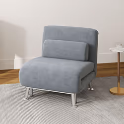 HOMCOM Folding 5 Position Convertible Sleeper Bedroom Chair Bed Grey