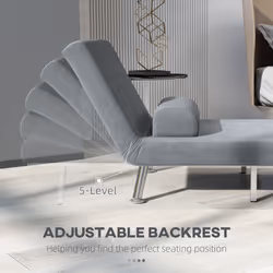 HOMCOM Folding 5 Position Convertible Sleeper Bedroom Chair Bed Grey