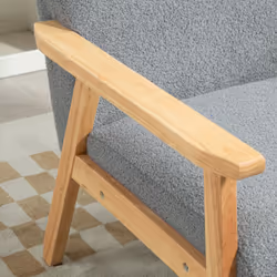 HOMCOM Accent Chair with Wood Frame Wide Seat Cashmere Armchair Grey - Additional view 5