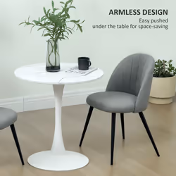 HOMCOM Set of 2 Dining Chairs with Shell Backrest and Padded Seat Grey