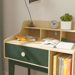 AIYAPLAY Kids Desk and Chair Set with Storage Shelves, Drawer, Green - Additional view 6