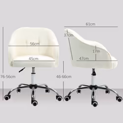 HOMCOM Fluffy Vanity Chair for Desk, with Height Adjustable, Wheels, Cream