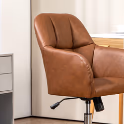 HOMCOM Computer Desk Chair with PU Leather, Swivel Wheels, Brown - Additional view 7