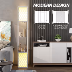 HOMCOM 2-Light Modern Floor Lamp with Shelves for Living Room, Bedroom, White - Additional view 4