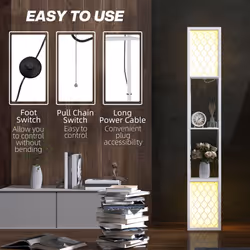 HOMCOM 2-Light Modern Floor Lamp with Shelves for Living Room, Bedroom, White - Additional view 5