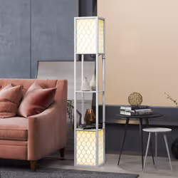 HOMCOM 2-Light Modern Floor Lamp with Shelves for Living Room, Bedroom, White - Additional view 7