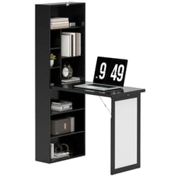 HOMCOM Convertible Desk with Whiteboard Multi-function Workstation, Black