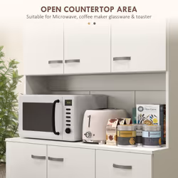 HOMCOM Freestanding Kitchen Cupboard, Storage Cabinet with Doors Cream White