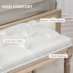 HOMCOM End of Bed Bench, Upholstered Bedroom Bench, Cream White
