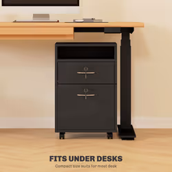 HOMCOM 60cm Storage Cabinet with Drawers and Open Shelf, Black - Additional view 4