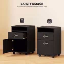 HOMCOM 60cm Storage Cabinet with Drawers and Open Shelf, Black - Additional view 6