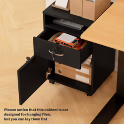 HOMCOM 60cm Storage Cabinet with Drawers and Open Shelf, Black - Additional view 7