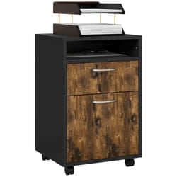 HOMCOM 60cm Storage Cabinet with Drawers and Open Shelf, Rustic Brown