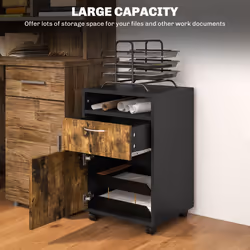 HOMCOM 60cm Storage Cabinet with Drawers and Open Shelf, Rustic Brown