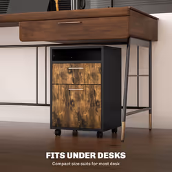 HOMCOM 60cm Storage Cabinet with Drawers and Open Shelf, Rustic Brown - Additional view 4