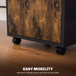 HOMCOM 60cm Storage Cabinet with Drawers and Open Shelf, Rustic Brown - Additional view 5