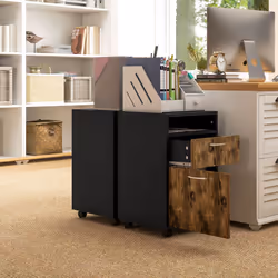 HOMCOM 60cm Storage Cabinet with Drawers and Open Shelf, Rustic Brown - Additional view 7