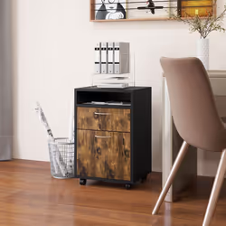 HOMCOM 60cm Storage Cabinet with Drawers and Open Shelf, Rustic Brown - Additional view 8