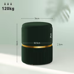 HOMCOM Round Pouffe, Storage Footstool with Cushioned Top, Dark Green