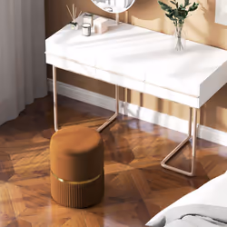 HOMCOM Round Pouffe, Storage Footstool with Cushioned Top, Light Brown - Additional view 6