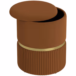 HOMCOM Round Pouffe, Storage Footstool with Cushioned Top, Light Brown - Additional view 7