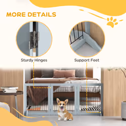 PawHut Foldable Wooden Pet Gate w/ 3 Panels 2 Support Feet for Small Dogs - Additional view 4