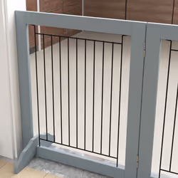 PawHut Foldable Wooden Pet Gate w/ 3 Panels 2 Support Feet for Small Dogs - Additional view 6