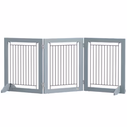PawHut Foldable Wooden Pet Gate w/ 3 Panels 2 Support Feet for Small Dogs - Additional view 8