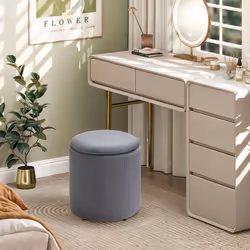 HOMCOM Fabric Storage Ottoman with Removable Lid, Set of 2, Light Grey - Additional view 7