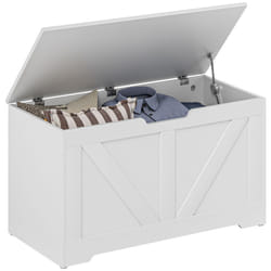 HOMCOM Storage Trunk for Living Room, with Safety Hinges, White