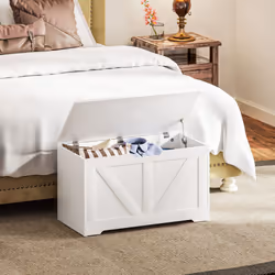 HOMCOM Storage Trunk for Living Room, with Safety Hinges, White - Additional view 7