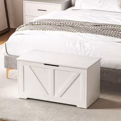 HOMCOM Storage Trunk for Living Room, with Safety Hinges, White - Additional view 8