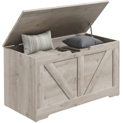 HOMCOM Storage Trunk for Living Room, with Safety Hinges, Grey