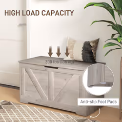 HOMCOM Storage Trunk for Living Room, with Safety Hinges, Grey - Additional view 5