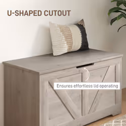 HOMCOM Storage Trunk for Living Room, with Safety Hinges, Grey - Additional view 6