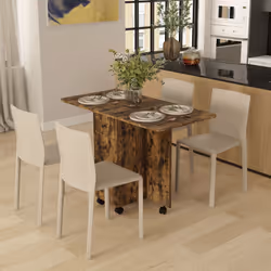 HOMCOM Folding Dining Table, Drop Leaf Table With Drawers Rustic Brown