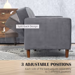 HOMCOM Convertible Sofa Futon Velvet-Touch Tufted Couch Sofa Bed Dark Grey - Additional view 5