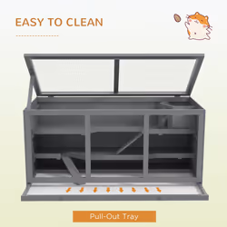 PawHut Wooden Hamster Cage, Exercise Play House Pen with Tray, Openable Top - Additional view 5