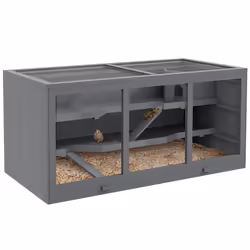 PawHut Wooden Hamster Cage, Exercise Play House Pen with Tray, Openable Top - Additional view 8