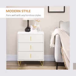 HOMCOM 3 Drawer Dresser, Chest of Drawers Storage Cabinet, White
