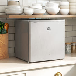 HOMCOM 46L Counter Top Fridge Mini Fridge with Lock Chiller Box Grey