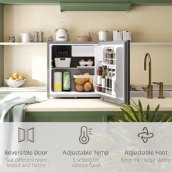 HOMCOM 46L Counter Top Fridge Mini Fridge with Lock Chiller Box Grey