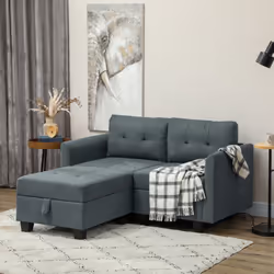 HOMCOM Modular Sectional Sofa with Storage, 2 Seater Sofa Set, Dark Grey