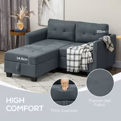 HOMCOM Modular Sectional Sofa with Storage, 2 Seater Sofa Set, Dark Grey - Additional view 4